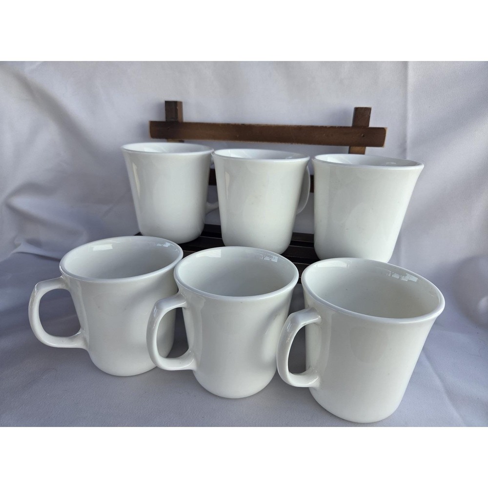 Vintage Corning USA Winter Frost White D Handle Coffee Mugs Set of 6 Cottagelore